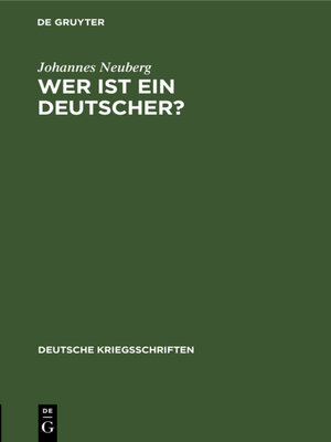 cover image of Wer ist ein Deutscher?